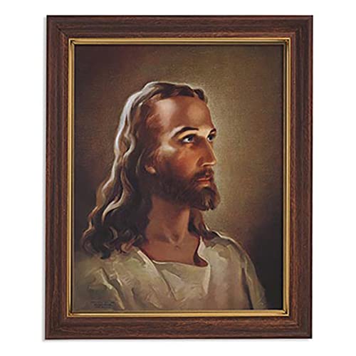 1home 1home Gerffert Christian Wall Art in Mahogany Toned Wood Frame  10 x 12.5-Inch  Sallman - The Head of Christ - Image 1