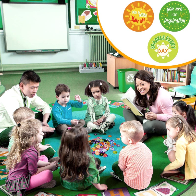 Civaner 150 Pcs Positive Affirmation Chips Bulk Plastic Cards Double Sided Printing Motivational Tokens Coins 1.57'' Appreciation Gifts 50 Different Kindness Sayings for Kids Students(Lively Style) - Image 5