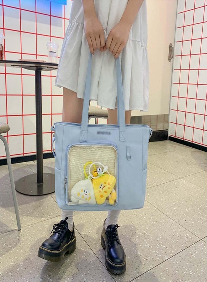 KeAiDMon Women Kawaii Crossbody Bag Japanese Aesthetic Clear itabag Anime Pin Display Shoulder Bag with Board for Kpop Fan (blue) - Image 5