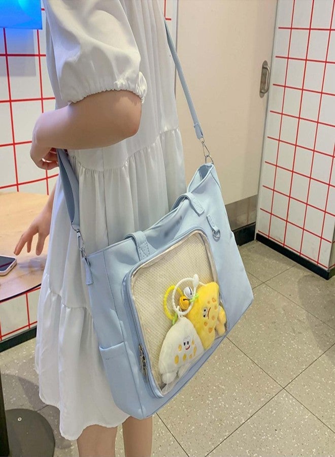 KeAiDMon Women Kawaii Crossbody Bag Japanese Aesthetic Clear itabag Anime Pin Display Shoulder Bag with Board for Kpop Fan (blue) - Image 4