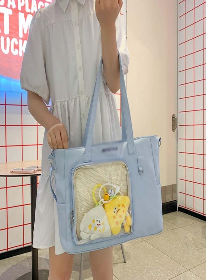 KeAiDMon Women Kawaii Crossbody Bag Japanese Aesthetic Clear itabag Anime Pin Display Shoulder Bag with Board for Kpop Fan (blue) - Image 3