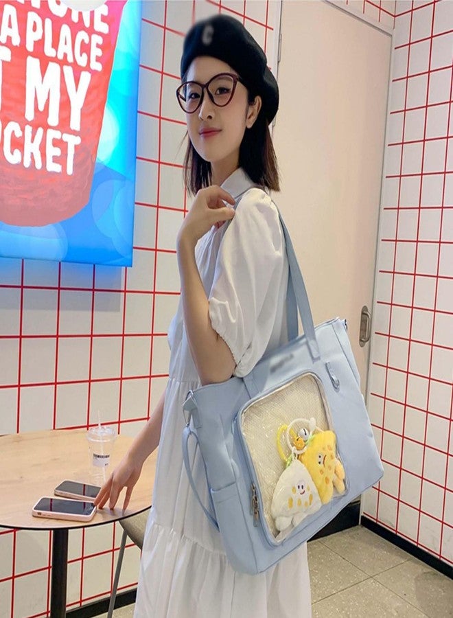 KeAiDMon Women Kawaii Crossbody Bag Japanese Aesthetic Clear itabag Anime Pin Display Shoulder Bag with Board for Kpop Fan (blue) - Image 2