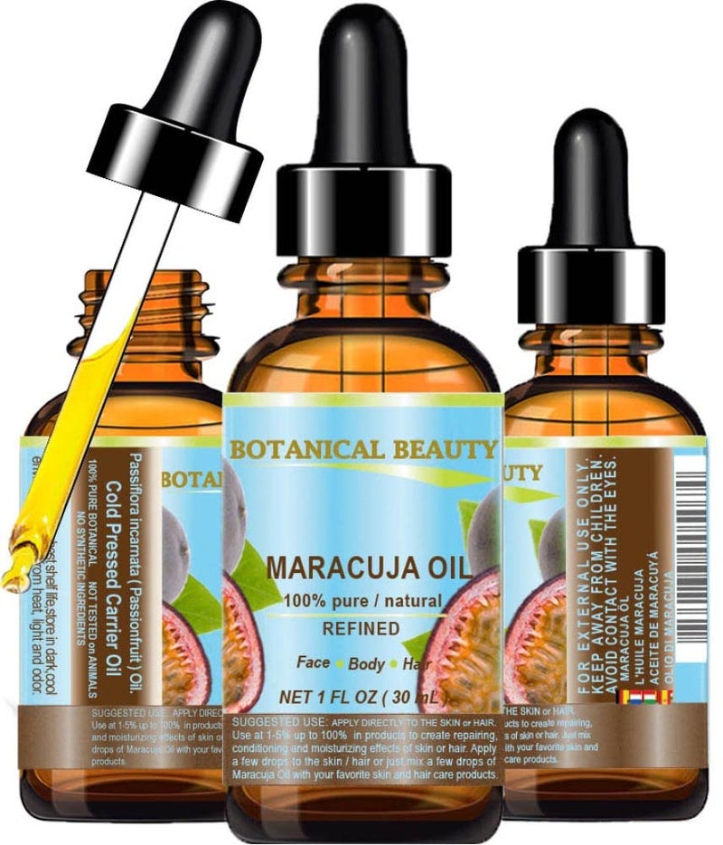 Botanical Beauty MARACUJA OIL 100 Pure Natural Cold Pressed Undiluted for Face Skin Hair Body Lip Nails Rich in vitamin C 1 Fl Oz