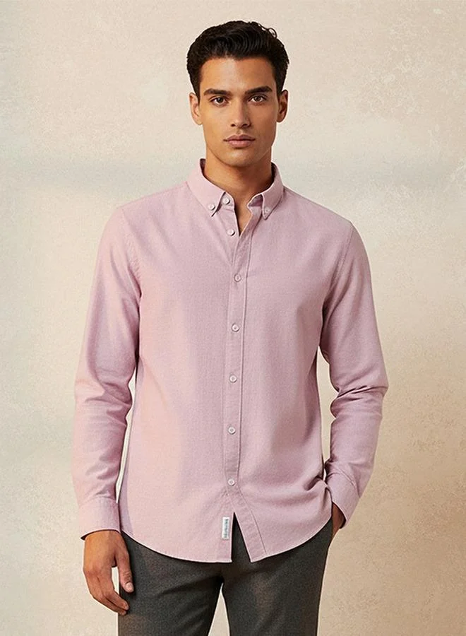 Splash FAV Basic Regular Fit Button Down Collar Textured Long Sleeves Shirt
