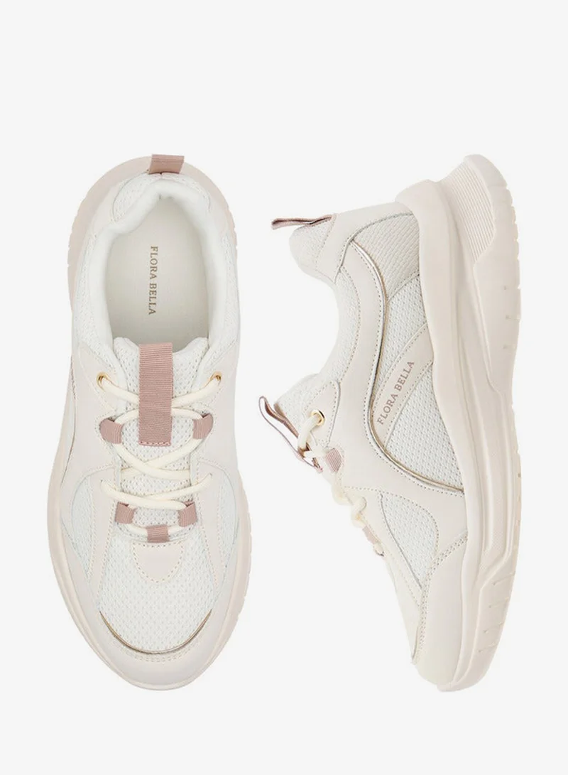 Women's Panelled Sneakers with Lace-Up Closure