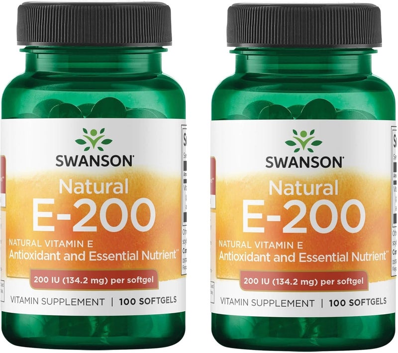 SWANSON Natural Vitamin E Softgels for Adults - 200 IU, 2 Pack - Image 1