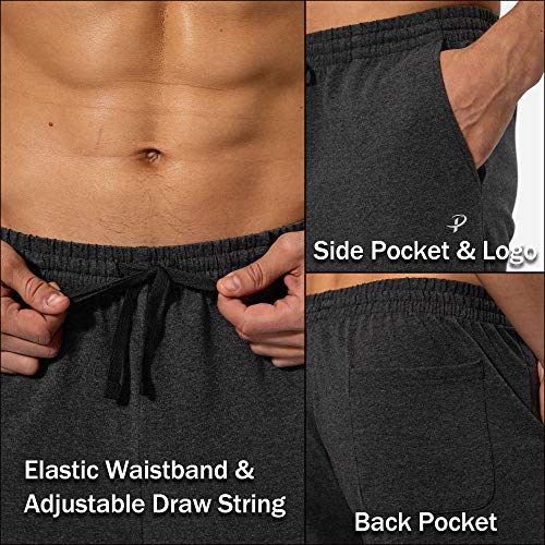 Pudolla Men's Cotton Yoga Sweatpants Athletic Lounge Pants Open Bottom Casual Jersey Pants for Men with Pockets (Charcoal X-Large) - Image 5
