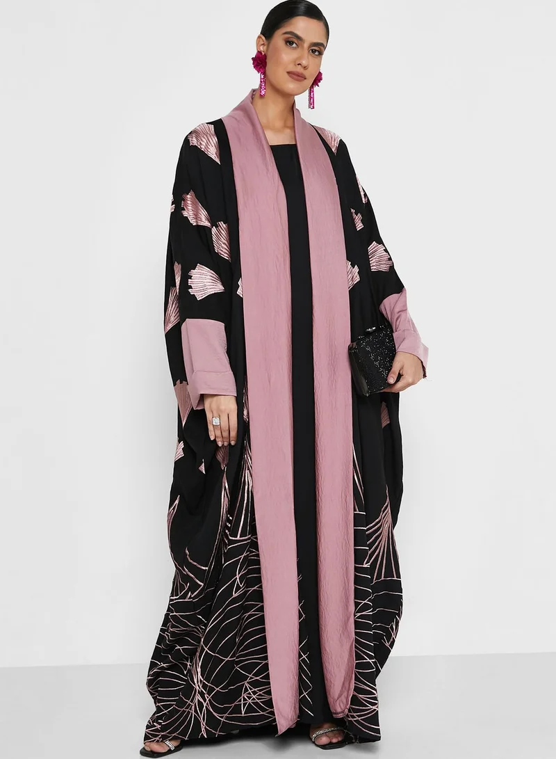 hayas closet Cape Sleeve Embroidered Abaya