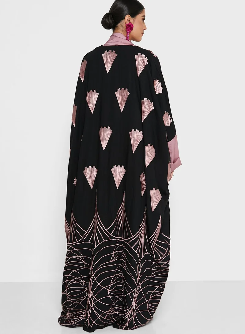 hayas closet Cape Sleeve Embroidered Abaya