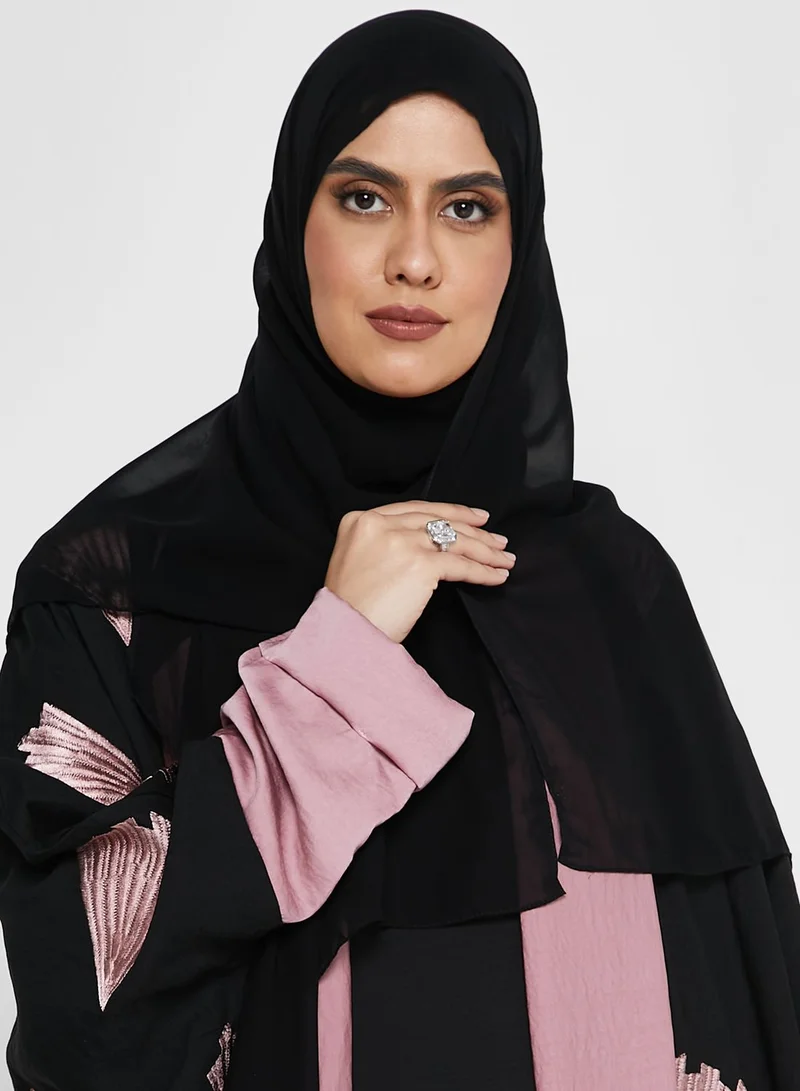 hayas closet Cape Sleeve Embroidered Abaya