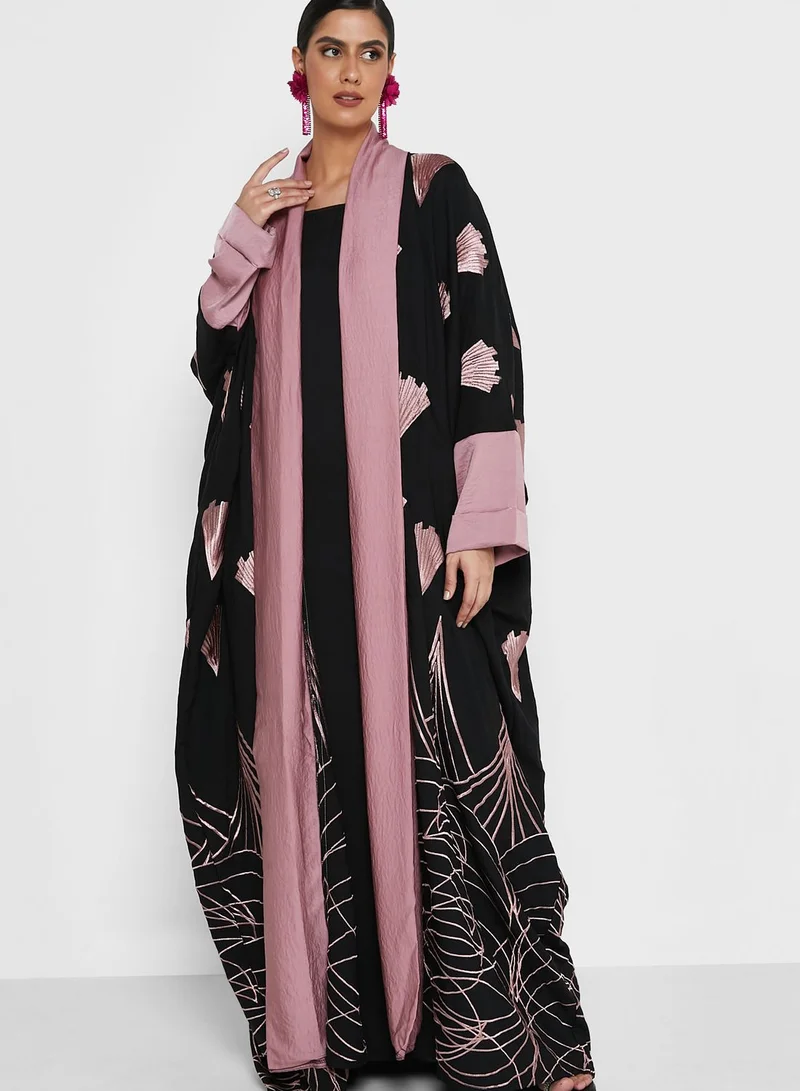 hayas closet Cape Sleeve Embroidered Abaya