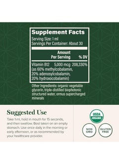 global healing center Global Healing Vitamin B12 Tri-Blend, 5000 Mcg Organic Sublingual Liquid Vitamin Drops  - Image 3