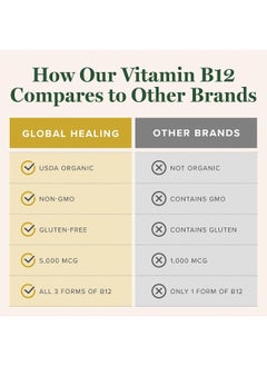 global healing center Global Healing Vitamin B12 Tri-Blend, 5000 Mcg Organic Sublingual Liquid Vitamin Drops  - Image 5