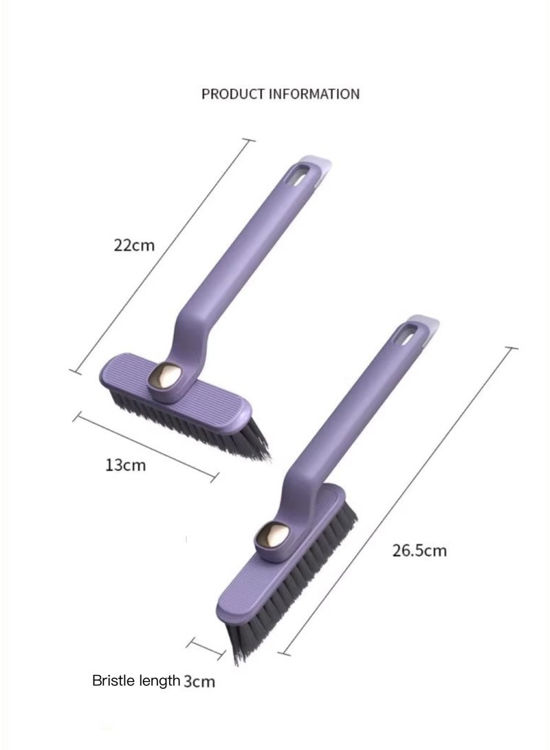 JFYP Multi-Function Rotating Crevice Cleaning Brush, 360° No Dead Corners Household Hard Bristle Crevice Gap Cleaning Tool for Door Window Track Groove Rail Kitchen Bathroom (3PCS, Purple with Clips) - Image 2