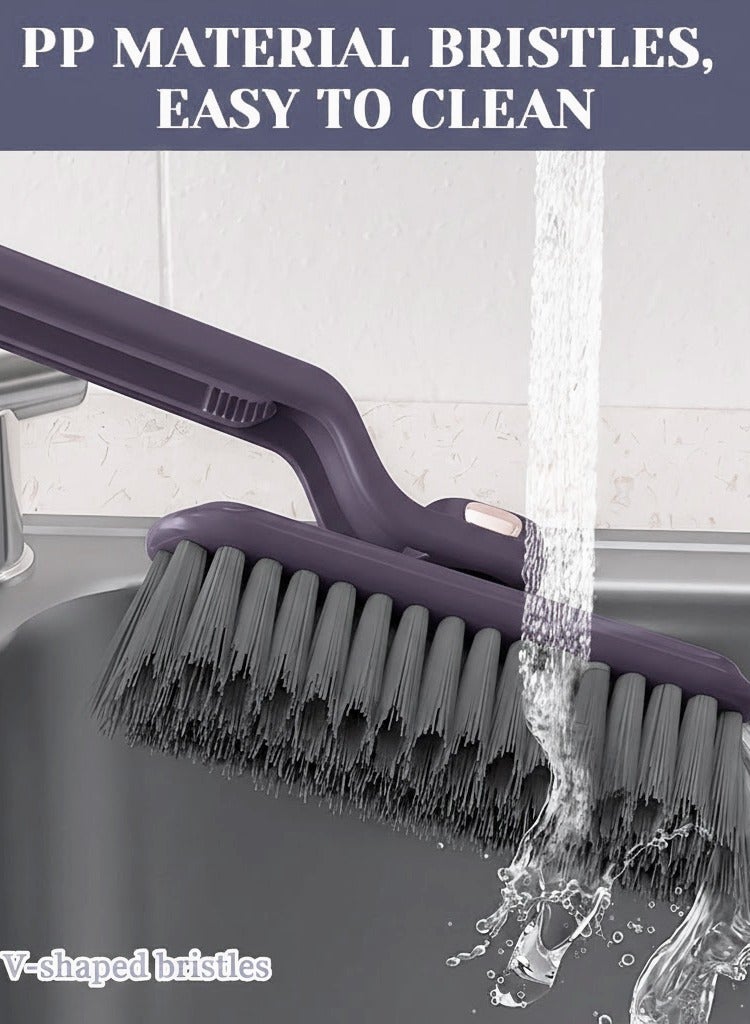 JFYP Multi-Function Rotating Crevice Cleaning Brush, 360° No Dead Corners Household Hard Bristle Crevice Gap Cleaning Tool for Door Window Track Groove Rail Kitchen Bathroom (3PCS, Purple with Clips) - Image 4