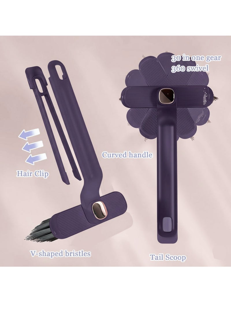 JFYP Multi-Function Rotating Crevice Cleaning Brush, 360° No Dead Corners Household Hard Bristle Crevice Gap Cleaning Tool for Door Window Track Groove Rail Kitchen Bathroom (3PCS, Purple with Clips) - Image 3