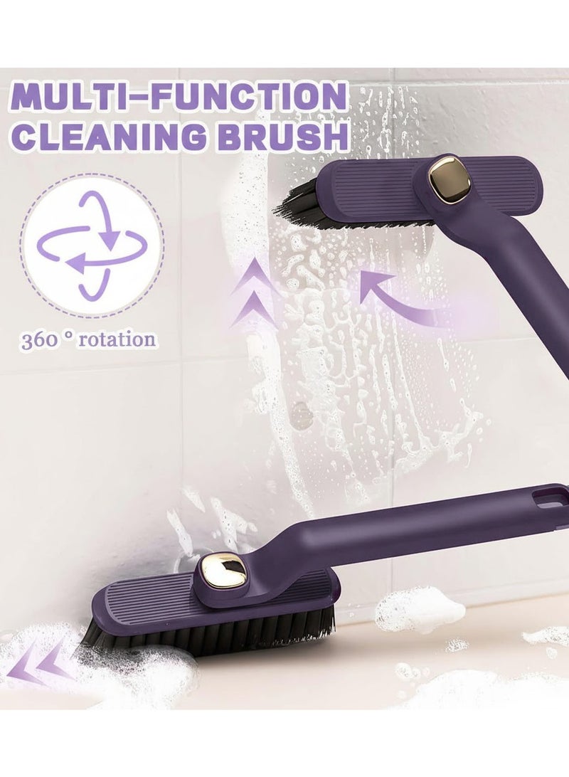 JFYP Multi-Function Rotating Crevice Cleaning Brush, 360° No Dead Corners Household Hard Bristle Crevice Gap Cleaning Tool for Door Window Track Groove Rail Kitchen Bathroom (3PCS, Purple with Clips) - Image 5