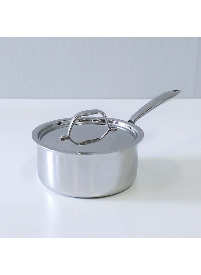 Celina Stainless Steel Saucepan With Lid 2.5Mm Stainless Steel Non-Sticky Frying Pan Multi-Purpose Pot For Kitchen W18Xh8.7Cm - Silver - Image 2