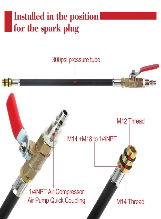 Seweder Engine Air Valve Holder Pressure Pipe with Ball Valve M12 M14 Thread to 1/4 NPT Cylinder Leakage Testing Assistant Tool for Ford for Mustang for GM LS1 LS2 LS3 4.8 5.3 6.0 Trucks - Image 4