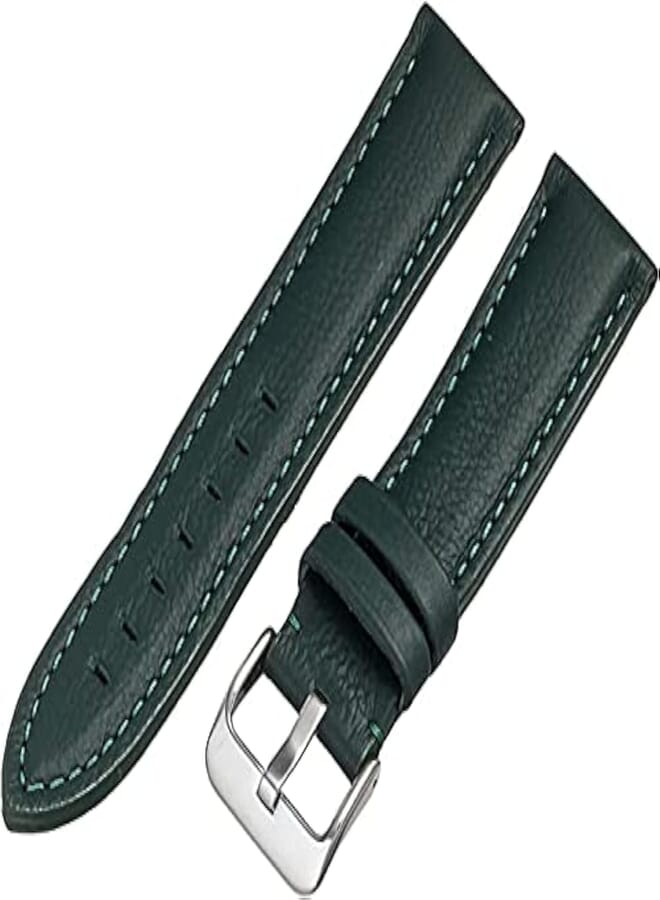 Bikson Genuine Handmade Leather Band with Black Buckle for Samsung Gear S3 Frontier and Classic Smart Watch Elite Strap - Emerald Dark Green