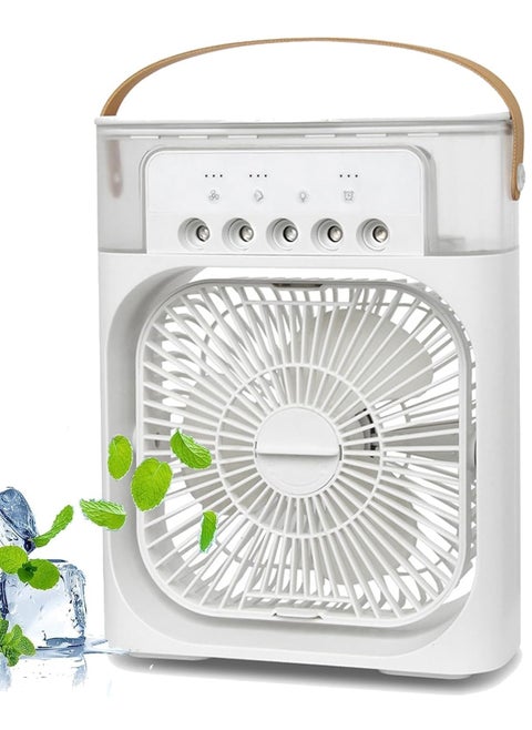 Multifunctional Five-Hole Humidifying Fan: Desktop Mini Spray Cooler with Five-Hole Seven-Color Night Lights