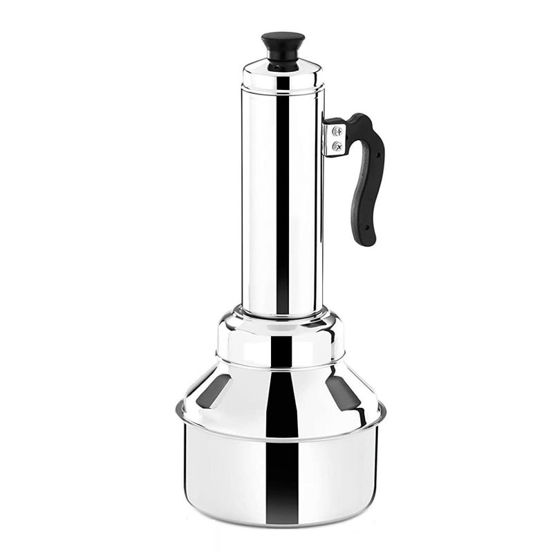 PGD Deluxe Food Grade Stainless Steel Puttu Maker Set of Puttu kudam Tubular Kuzhal Steamer Plate Plastic Stick Bakelite lid knob and Black Plastic Handle 15 L Requires Assembly - Image 3