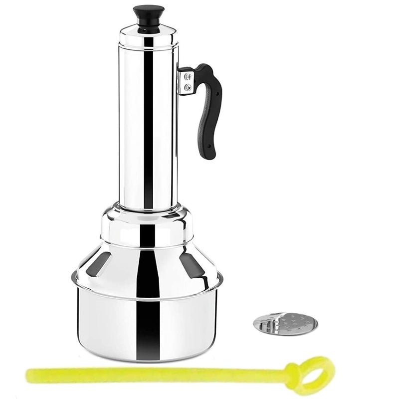 PGD Deluxe Food Grade Stainless Steel Puttu Maker Set of Puttu kudam Tubular Kuzhal Steamer Plate Plastic Stick Bakelite lid knob and Black Plastic Handle 15 L Requires Assembly - Image 1