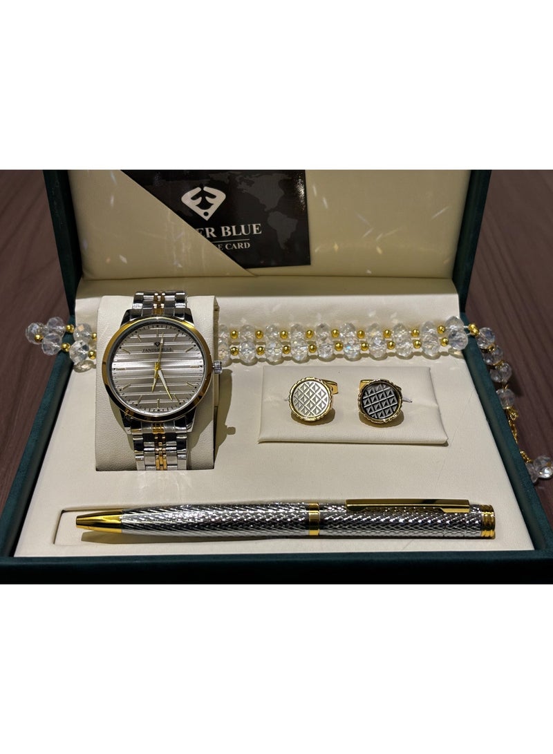 FANDER BLUE GOLD ROYAL SET FROM "FANDER BLUE" - MEN'S WATCH WITH PEN AND ROSARY | - Image 1
