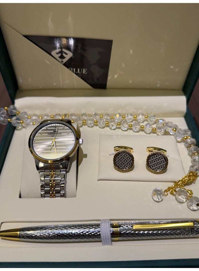 FANDER BLUE GOLD ROYAL SET FROM "FANDER BLUE" - MEN'S WATCH WITH PEN AND ROSARY | - Image 3
