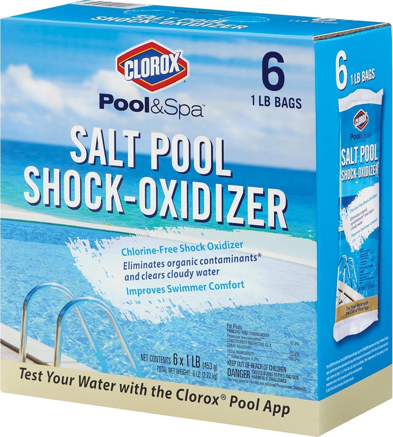 Clorox ® بركة وسبا™ صدمة ملح بركة - مؤكسد خالي من الكلور، يزيل الملوثات العضوية وينقي الماء الغائم (6 عبوات) - Image 1