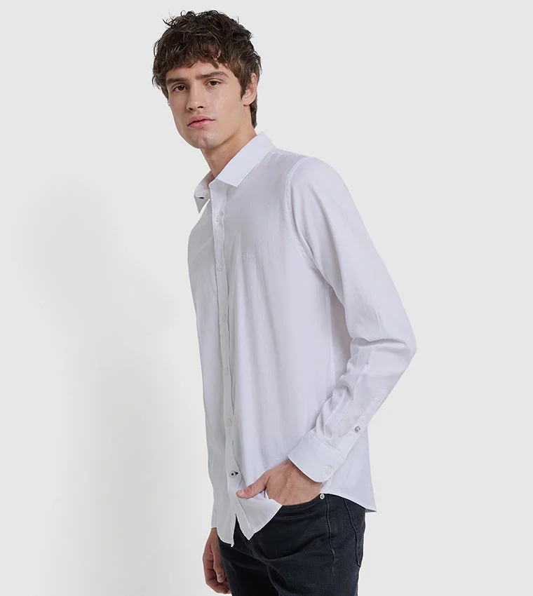بين شيرمان Ben Sherman Men's Long Sleeve Solid Shirts