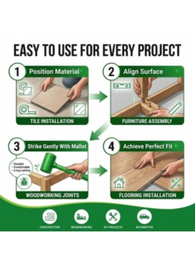 Lukadah Heavy Duty Rubber Hammer Mallet with Non-Slip Grip – Soft Face Non-Marring Hammer for Tile, Flooring, Woodworking, Furniture Assembly, Automotive, Construction & DIY Projects - Image 3