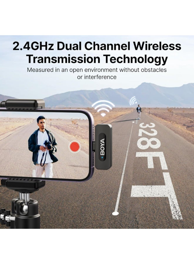 Boya BY-V2 Wireless Lavalier Microphone (2TX+1RX) for iPhone, Mini Phone Microphone Wireless, Noise Canceling, Dual Lapel Microphone for YouTube, Podcast, Facebook, Tiktok Vlog Recording - Image 4