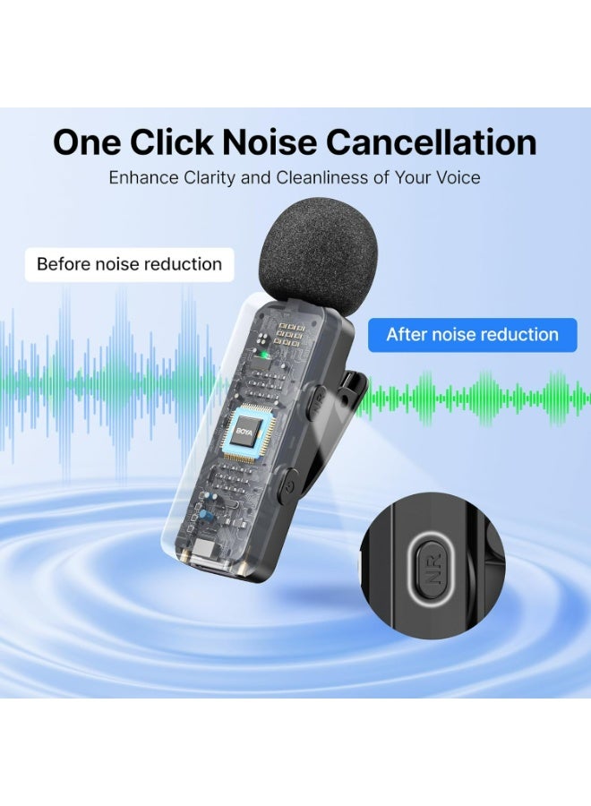 Boya BY-V2 Wireless Lavalier Microphone (2TX+1RX) for iPhone, Mini Phone Microphone Wireless, Noise Canceling, Dual Lapel Microphone for YouTube, Podcast, Facebook, Tiktok Vlog Recording - Image 3