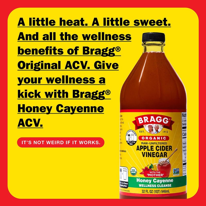 Bragg Organic Apple Cider Vinegar Honey Cayenne Wellness Cleanse with the Mother - 32 fl oz - Raw and Unfiltered - Image 2