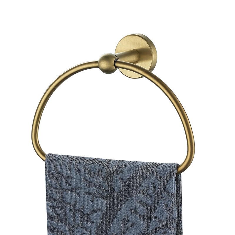 JQK JQK Towel Ring Light Gold Stainless Steel Half Ring Towel Holder for Bathroom 7 Inch Brushed Golden Wall Mount TR160BG 