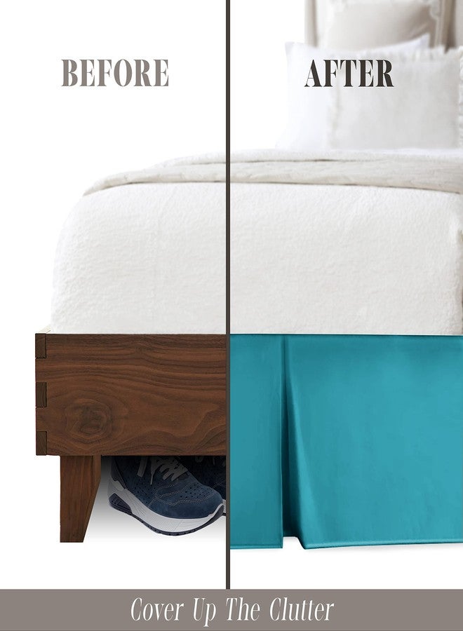 Elegant Comfort 1-Piece Solid Bed Skirt, 1500 Premium Hotel Quality Microfiber, Minimalist Design with a Modern Look- Easy Care, Wrinkle and Stain Resistant, Bedskirt, King, Tempo Teal - Image 3
