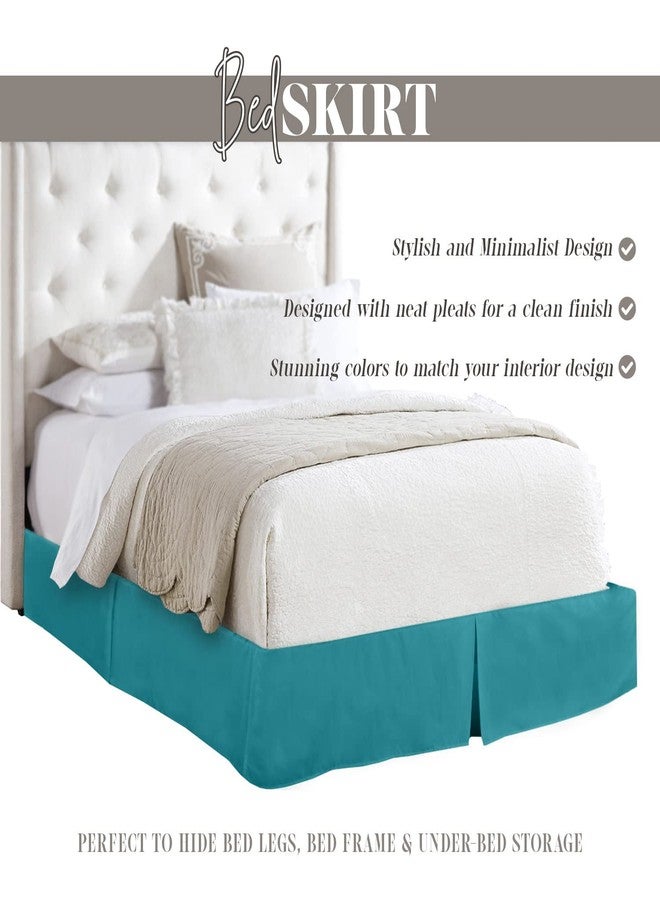 Elegant Comfort 1-Piece Solid Bed Skirt, 1500 Premium Hotel Quality Microfiber, Minimalist Design with a Modern Look- Easy Care, Wrinkle and Stain Resistant, Bedskirt, King, Tempo Teal - Image 5