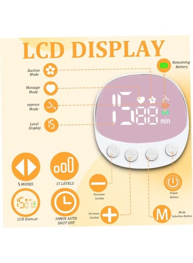 Breast Pump Hands Free Anti-Backflow Food-Grade Portable Low Noise Wireless Wearable Breastfeeding Pump with 5 Modes, 15 Levels. - Image 2