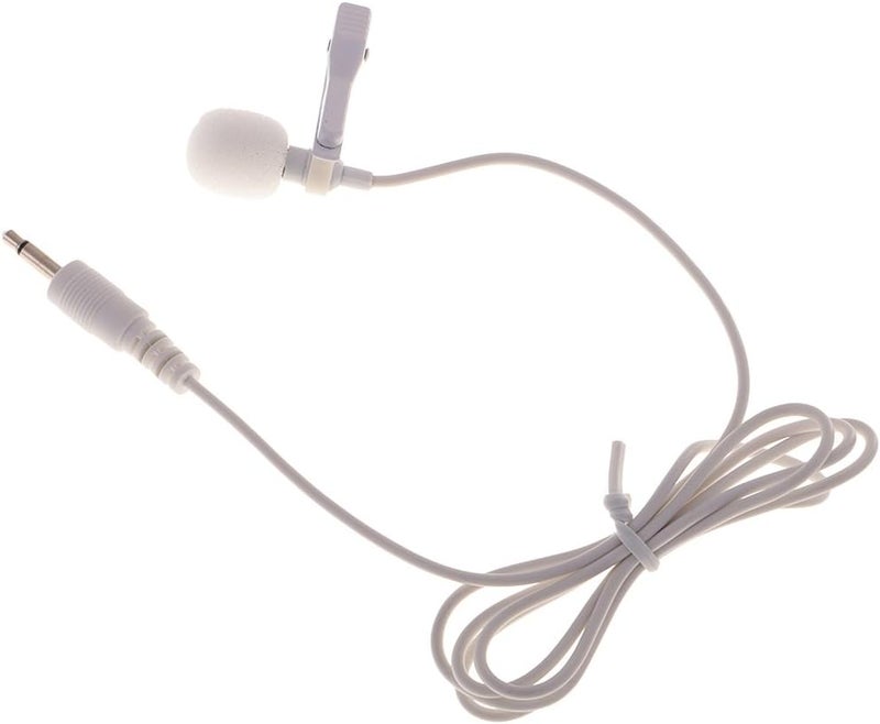 klarako 3.5mm Plug Mini Clip On Microphone Mic With Tie Collar Shirt Clip White - Image 3