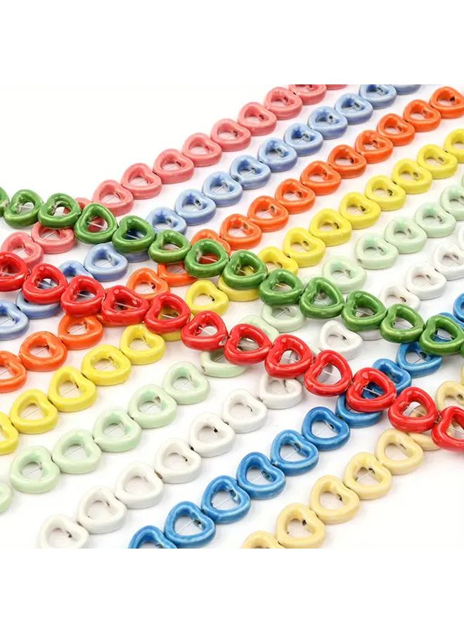 Colorful Ceramic Heart Beads For DIY Jewelry Making Random Color Mixing 10 Pack - Image 1