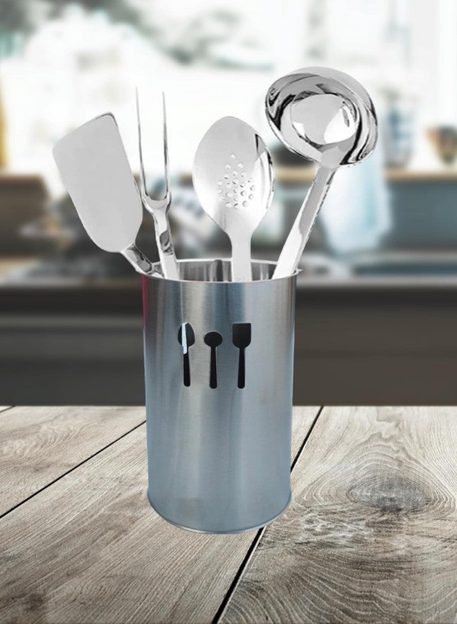 MARQUEONN® Stainless Steel Spoon Stand, Cutlery Pen Holder, Brush Stand etc (Silver) - Image 1