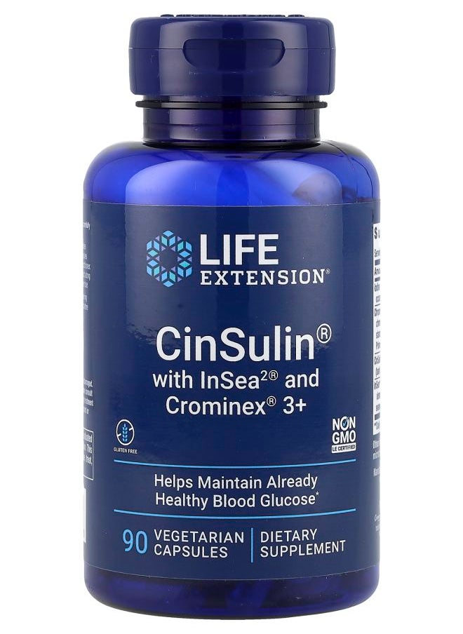 Life Extension CinSulin with InSea2 and Crominex 3+ 90 Vegetarian Capsules 