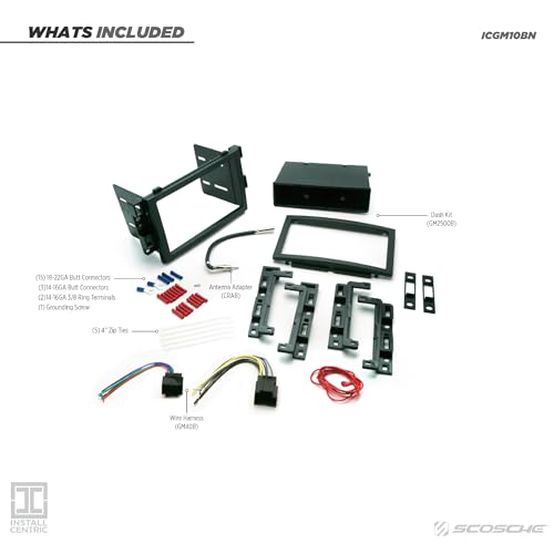 Scosche مجموعة تركيب ستيريو مزدوجة/مفردة DIN كاملة من Scosche ICGM10BN لمركبات جنرال موتورز غير المعززة من 2006-2017 - بدون جهاز تحكم عن بعد على عجلة القيادة - راجع دليل الملاءمة في الصور للتحقق من مركبتك - Image 2