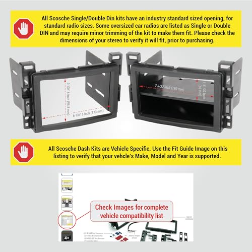 Scosche مجموعة تركيب ستيريو مزدوجة/مفردة DIN كاملة من Scosche ICGM10BN لمركبات جنرال موتورز غير المعززة من 2006-2017 - بدون جهاز تحكم عن بعد على عجلة القيادة - راجع دليل الملاءمة في الصور للتحقق من مركبتك - Image 3