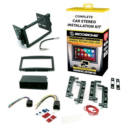 Scosche مجموعة تركيب ستيريو مزدوجة/مفردة DIN كاملة من Scosche ICGM10BN لمركبات جنرال موتورز غير المعززة من 2006-2017 - بدون جهاز تحكم عن بعد على عجلة القيادة - راجع دليل الملاءمة في الصور للتحقق من مركبتك - Image 1