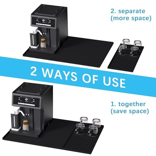 Golener Silicone Coffee Mat Set - 24" x 16" Coffee Bar Mat for Countertop, Kitchen Station Pad Accessories Fit Under Coffee Maker or Machine, Dish Drying Mat, Heat Resistant Kitchen Gadget, Black - Image 2