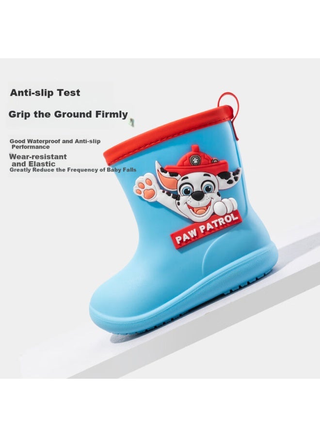 Daddy Pig Zhubaba Children's Rain Boots, Boys' Non-slip Waterproof Wear-resistant, Girls' 3d Baby Toddler Cartoon Paw Patrol Rain Boots, Blue, Size 19 - Image 3