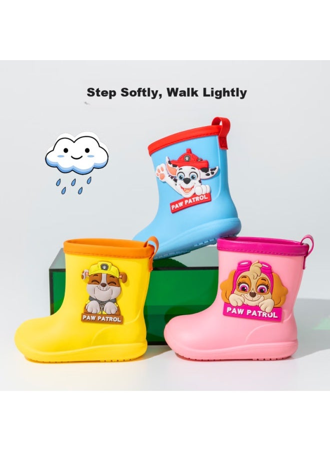 Daddy Pig Zhubaba Children's Rain Boots, Boys' Non-slip Waterproof Wear-resistant, Girls' 3d Baby Toddler Cartoon Paw Patrol Rain Boots, Blue, Size 19 - Image 4