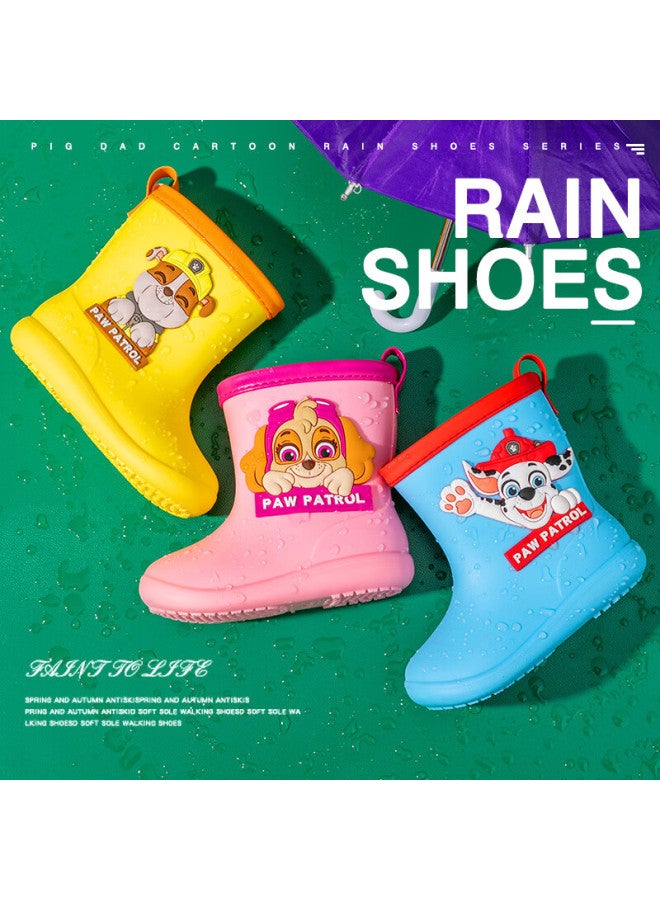Daddy Pig Zhubaba Children's Rain Boots, Boys' Non-slip Waterproof Wear-resistant, Girls' 3d Baby Toddler Cartoon Paw Patrol Rain Boots, Blue, Size 19 - Image 1